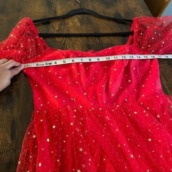 Double Crazy Star Mesh Fit & Flare Dress - Picture 11 of 15